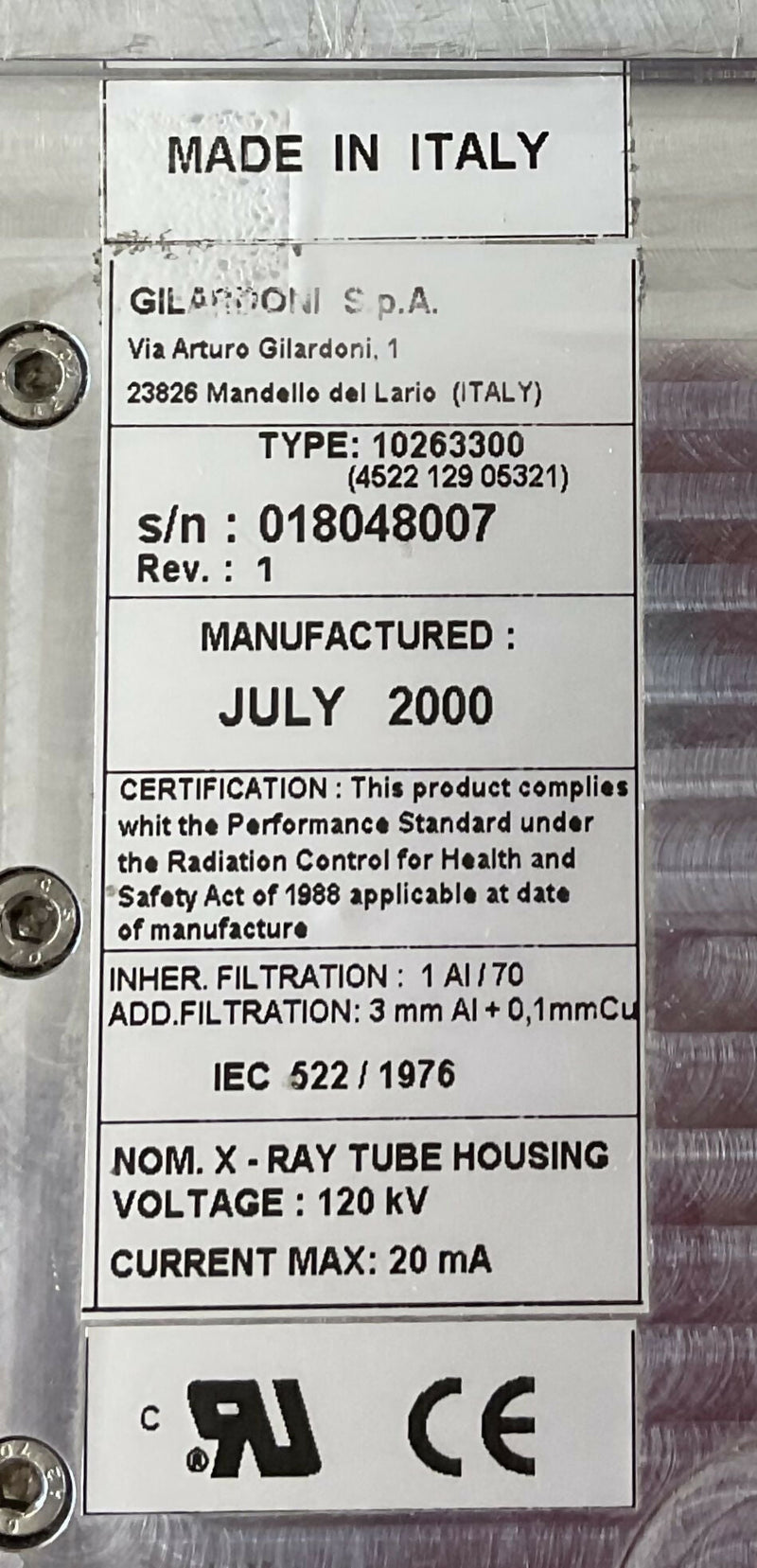 MONOBLOCK X-RAY TUBE A145 (4522 129 05321/10263300) PHILIPS/VARIAN