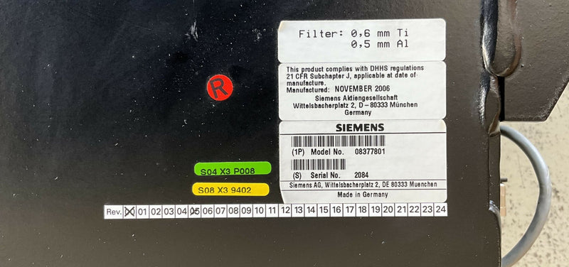 TUBE COLLIMATOR P30F (08377801/8377801) SIEMENS